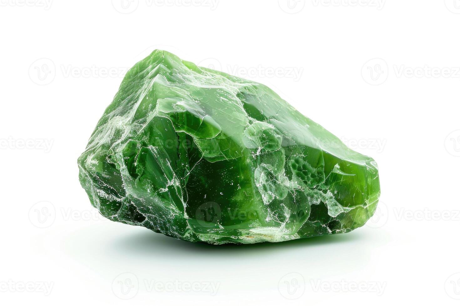 AI generated Jade stone on white background with clipping path. photo