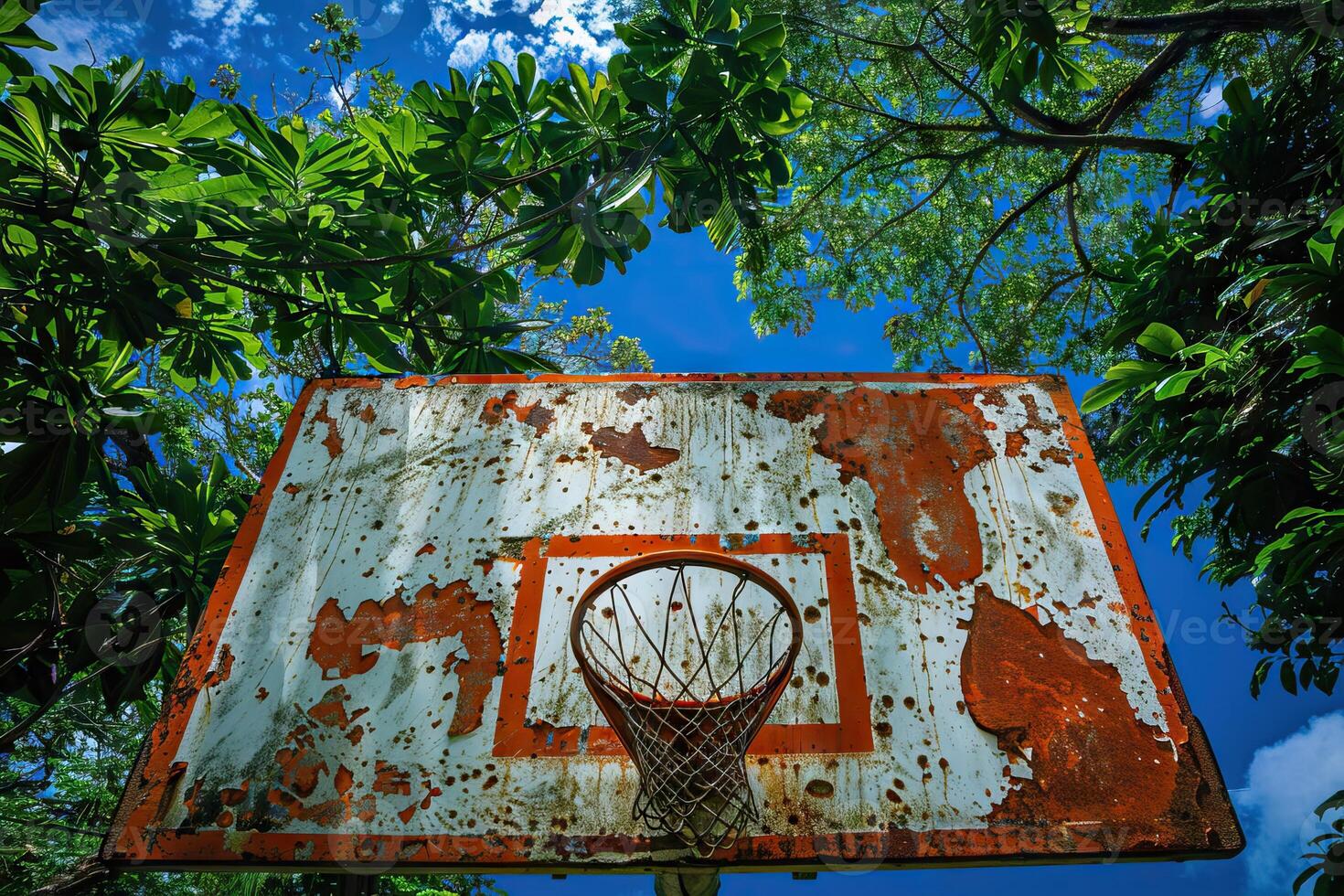 baloncesto aro en pintado respaldo en costa rico parque. foto