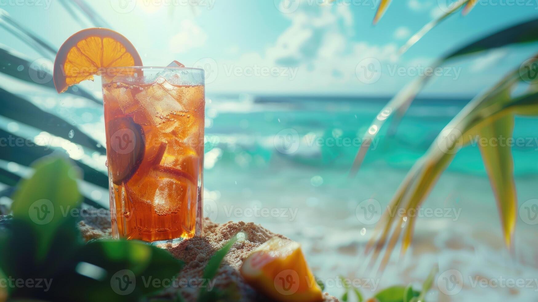 Refreshing summer drinks by the beach. photo