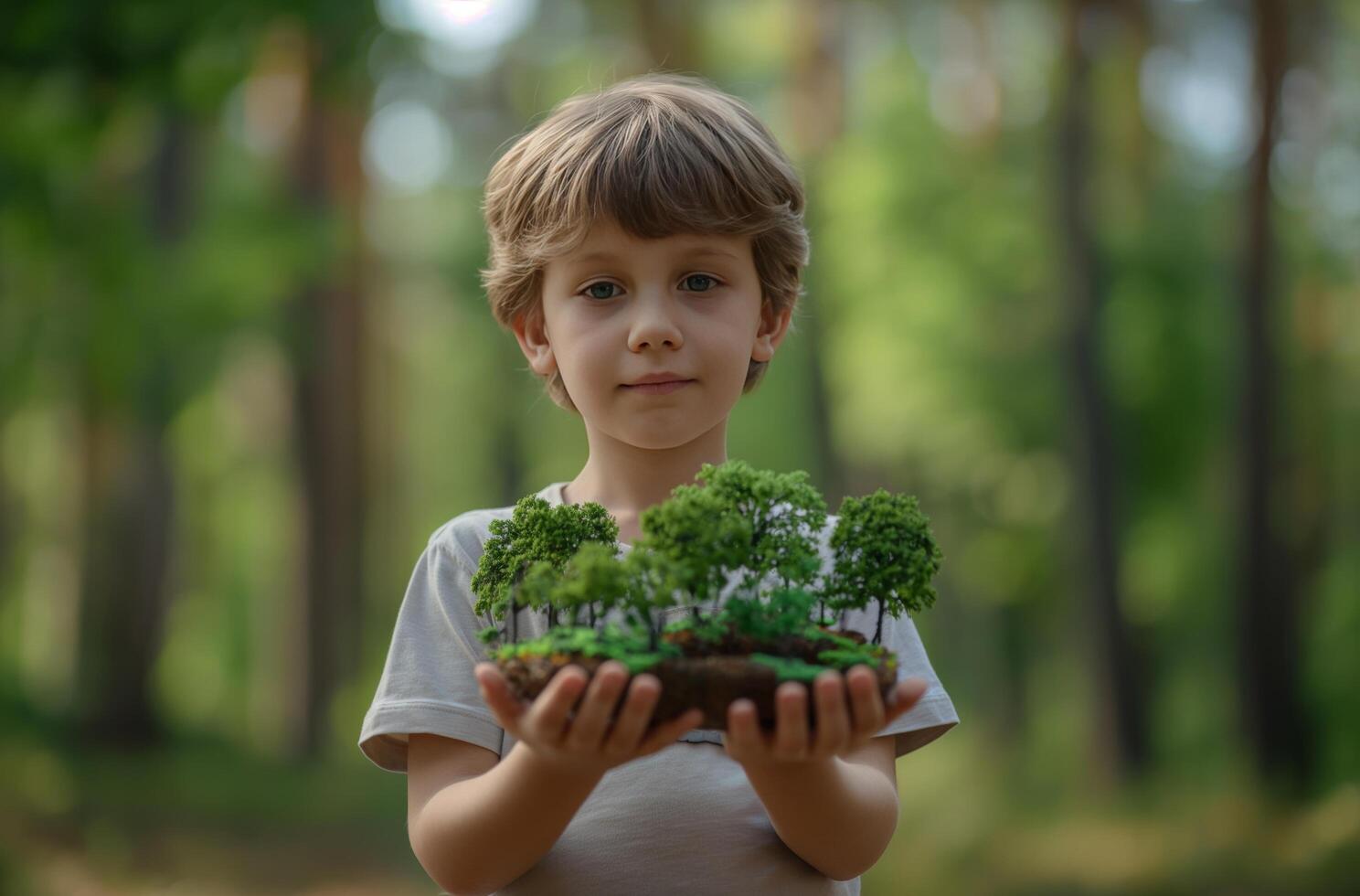 AI generated Young guardian of the forest photo