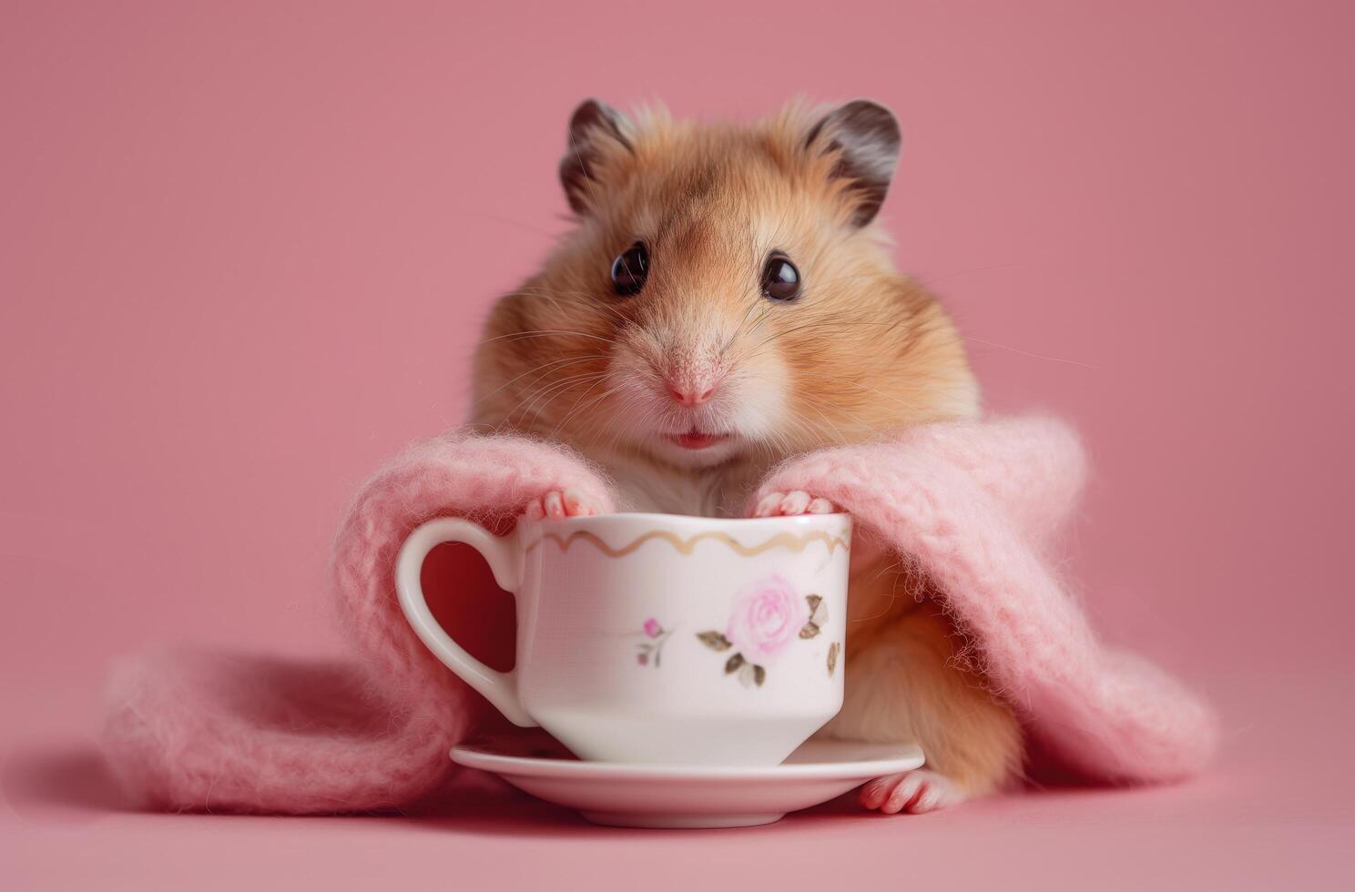 AI generated A hamster in a pink scarf photo