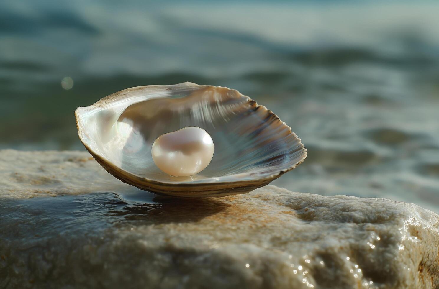 Pearl on seashore photo