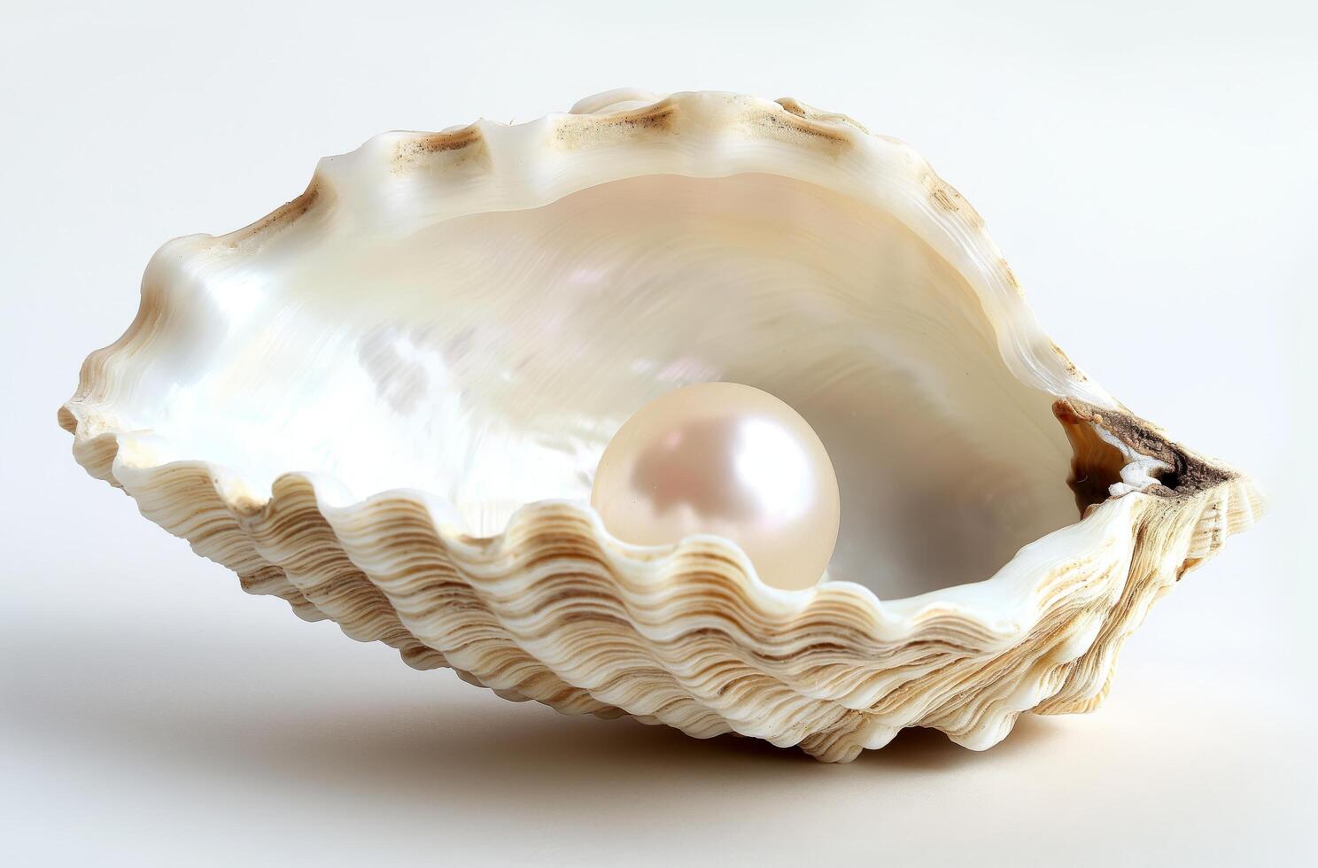 Pearl in oyster shell photo