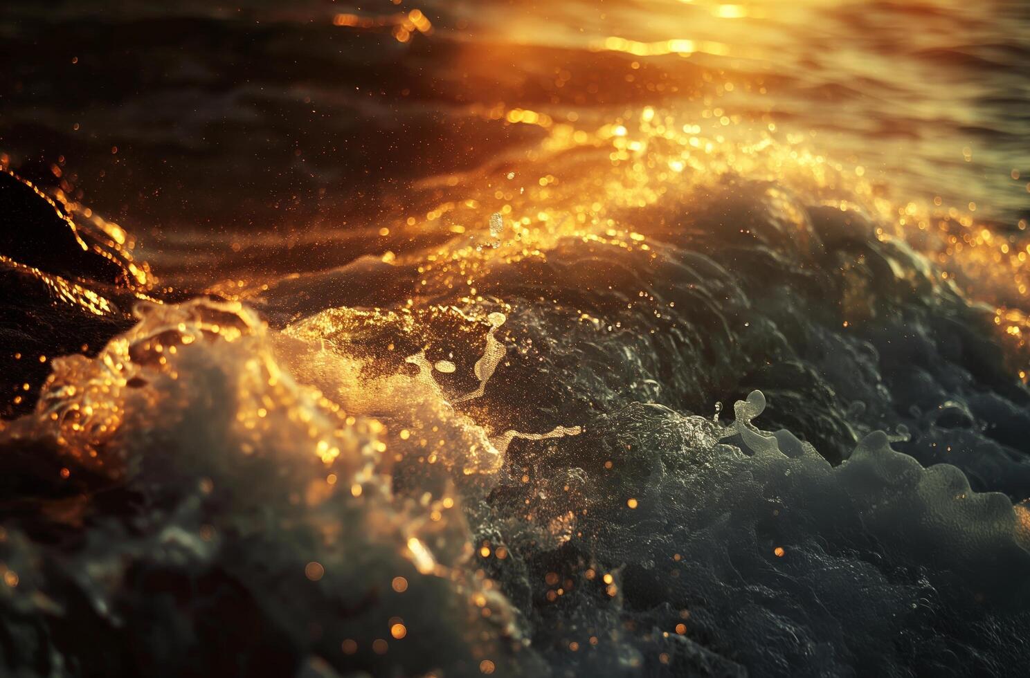 Sunlit ocean wave crest photo