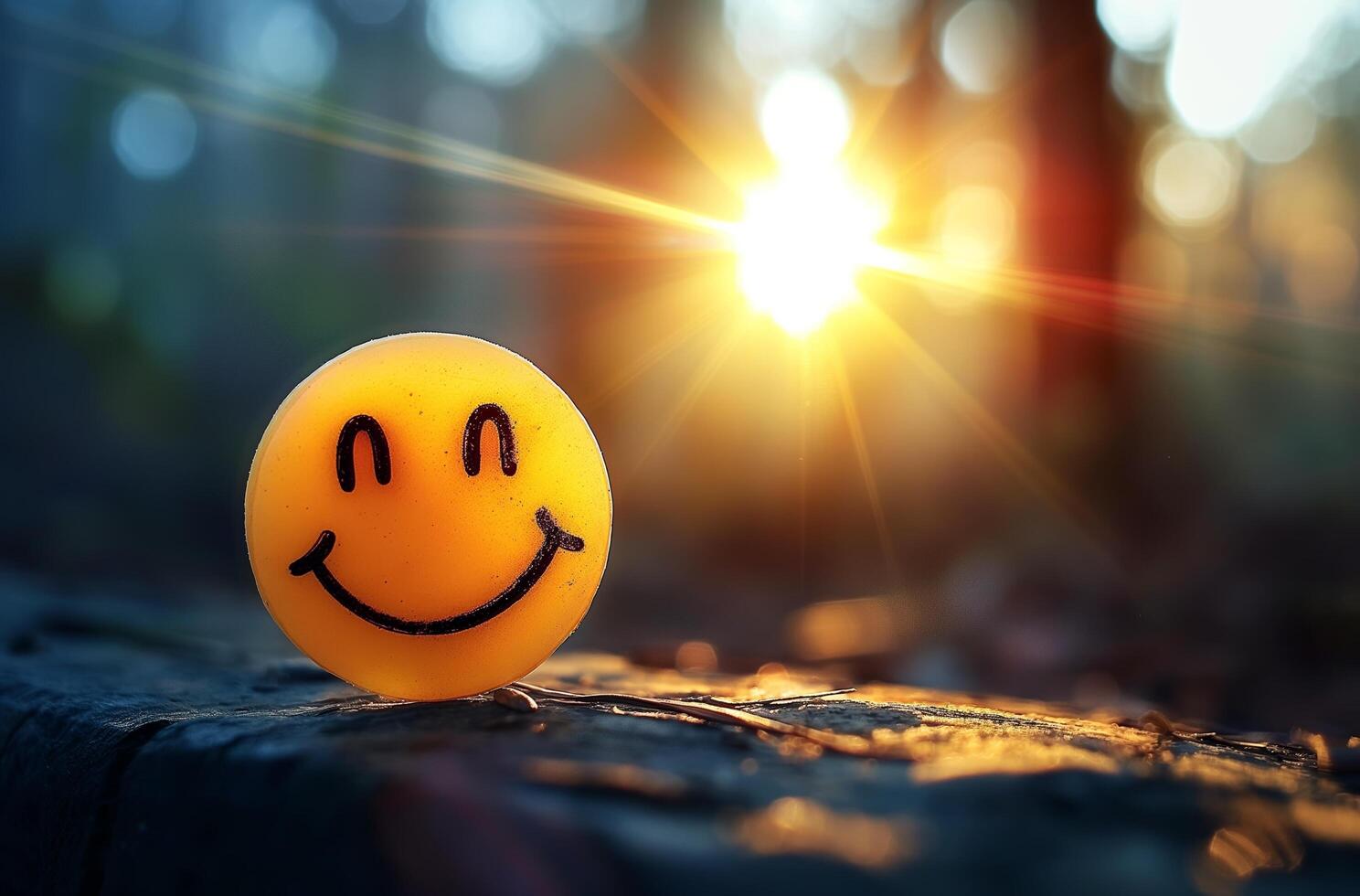 Smiley ball in sunset photo