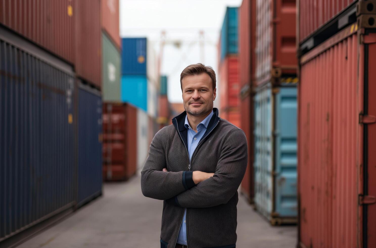 Shipping container yard director photo