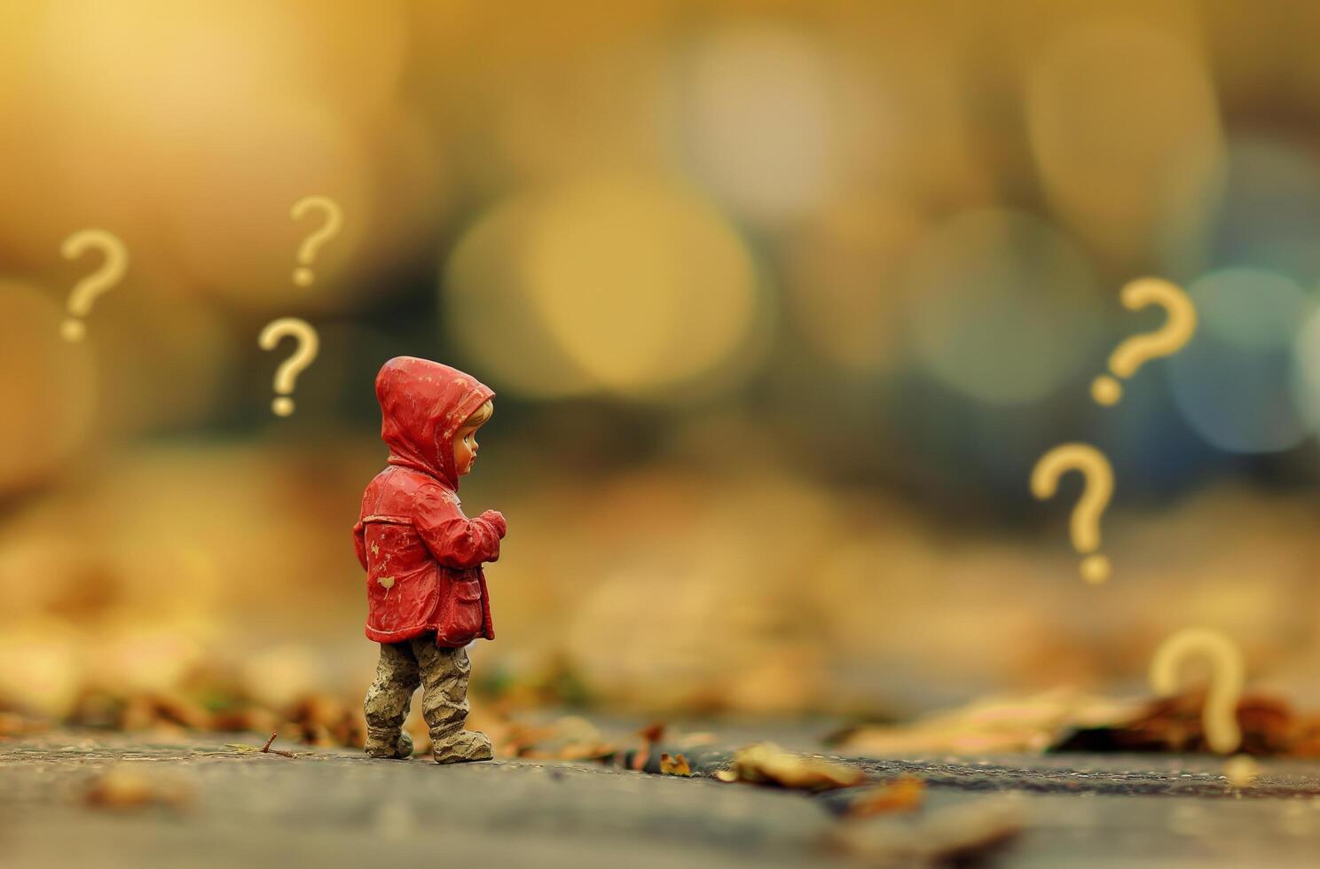 Child figurine question marks photo