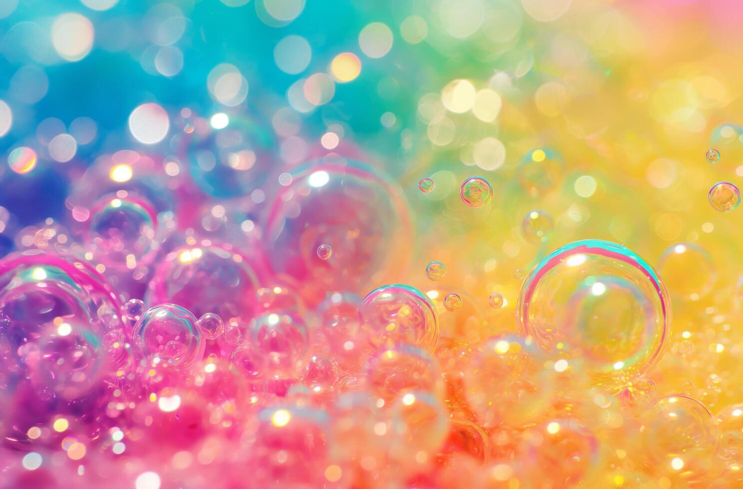 Iridescent soap bubbles abstract photo