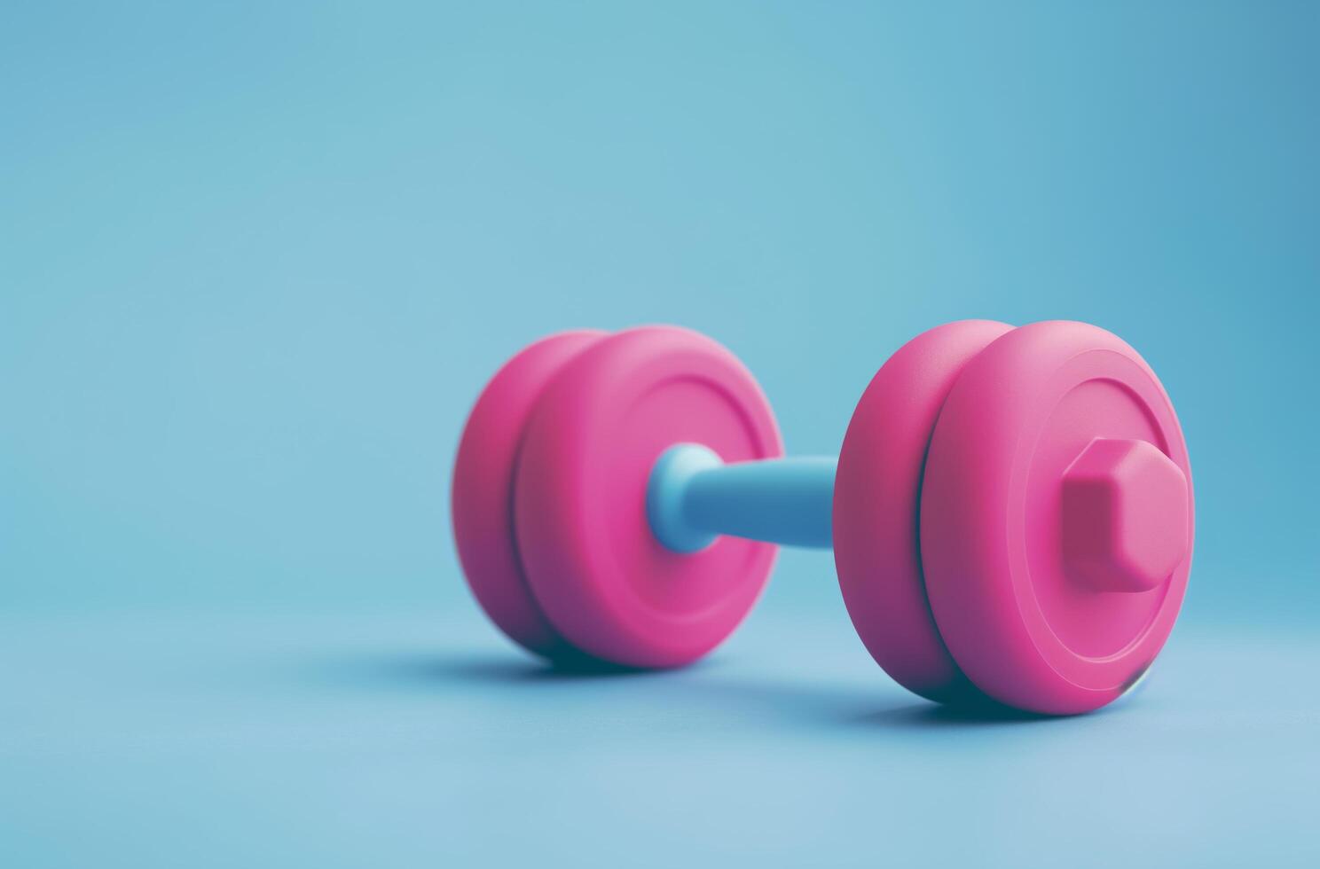 Pink dumbbell blue backdrop photo