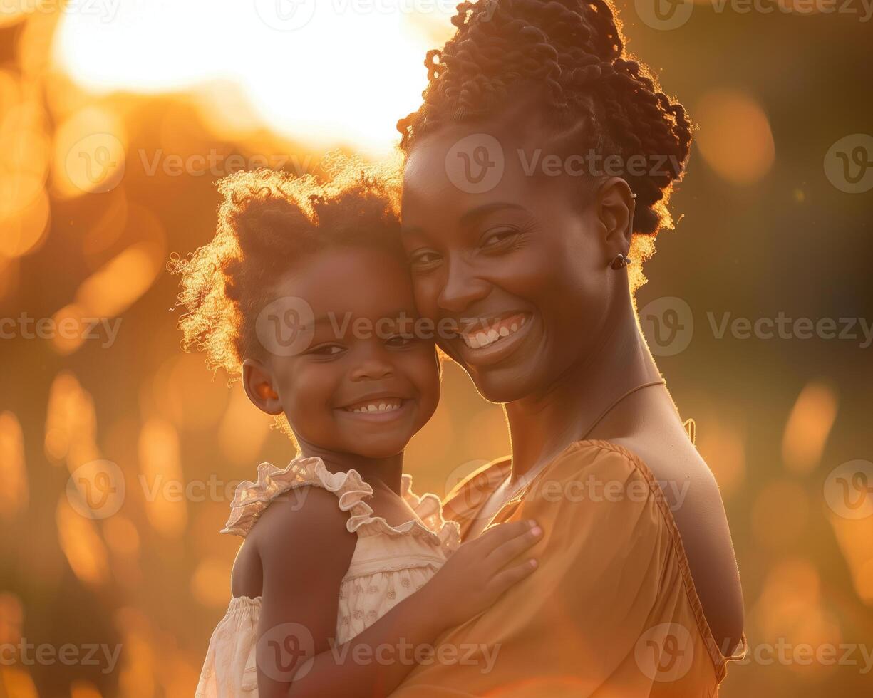 AI generated Happy mother and children with cheerful emotions in a festive mood on Mother's Day photo
