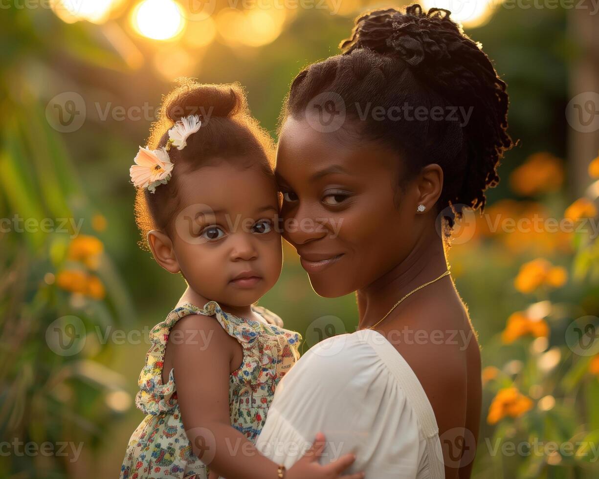 AI generated Happy mother and children with cheerful emotions in a festive mood on Mother's Day photo