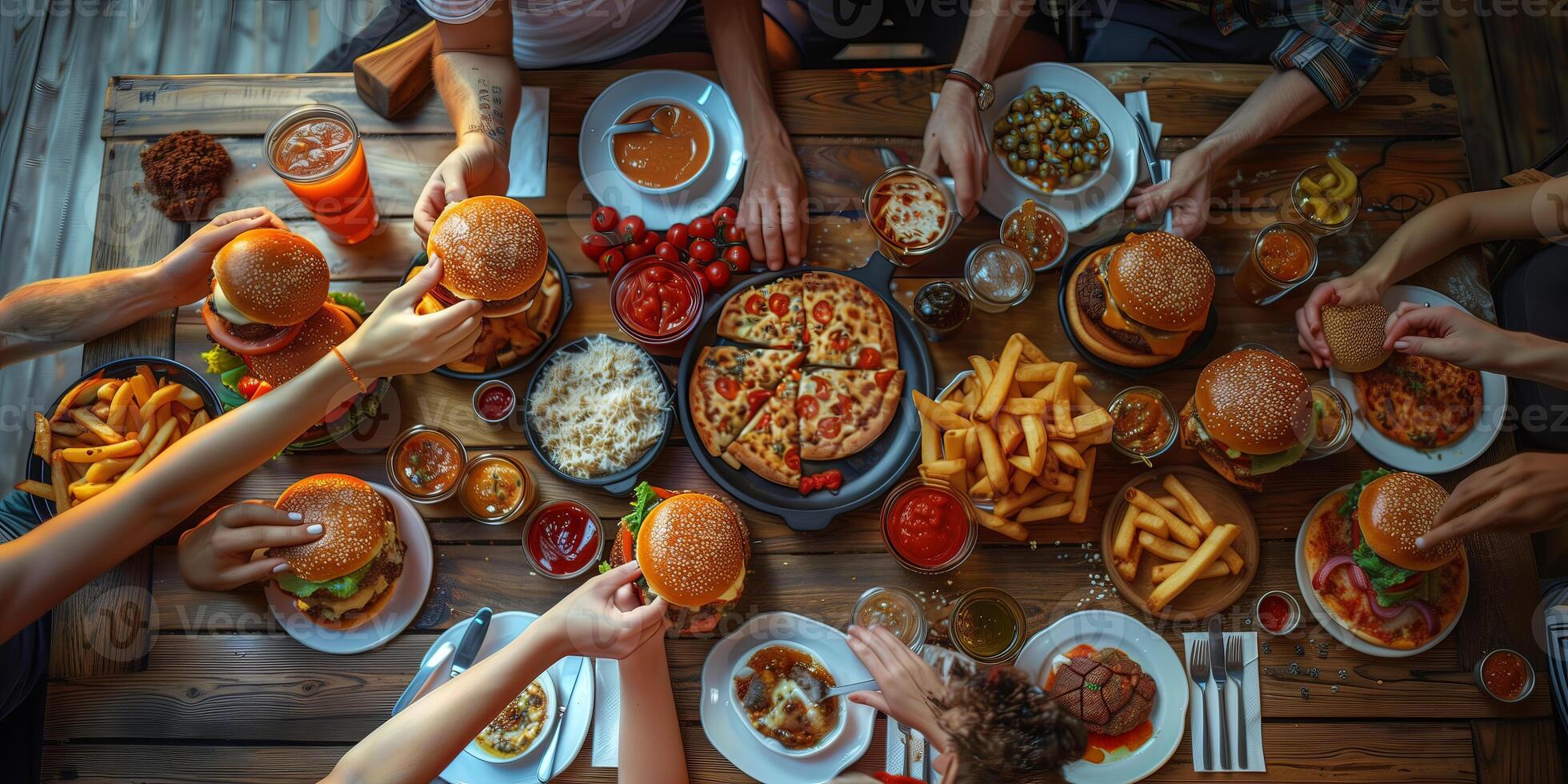 ai generado tema de insalubre comiendo con excesivo consumo de azúcar y carbohidratos foto