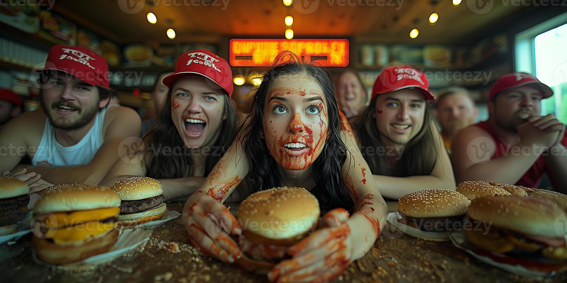 AI generated Theme of unhealthy eating with excessive consumption of sugar and carbohydrates photo