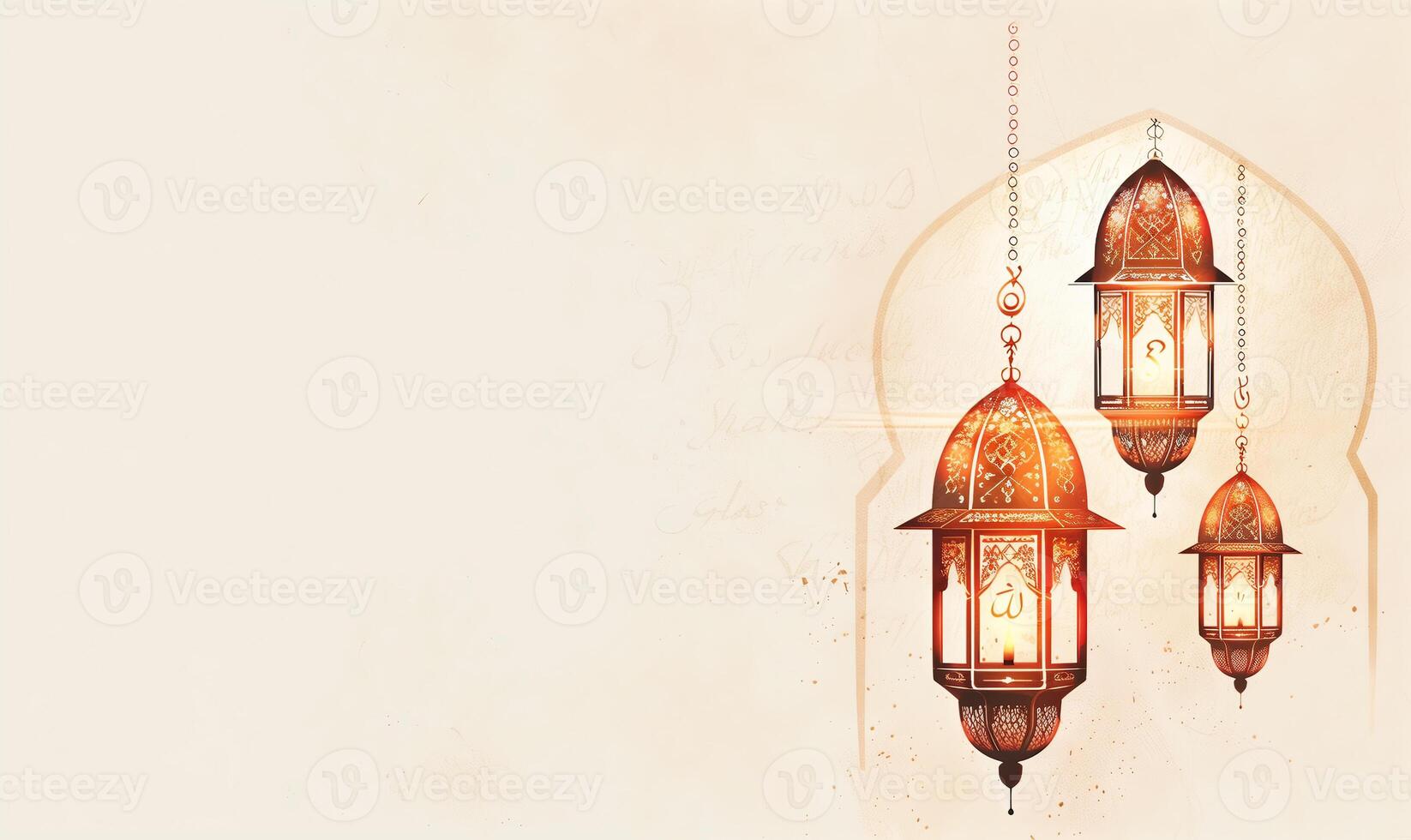 AI generated The theme of the Muslim holiday Ramadan Eid Mubarak. Background in islamic arabic style photo