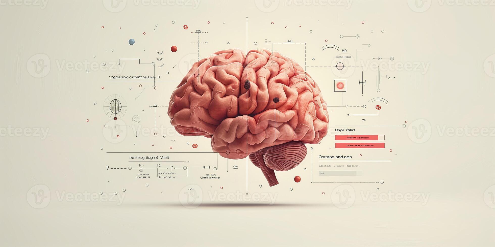 AI generated Illustration of human brain in creative concept for creative mind and intelligence photo