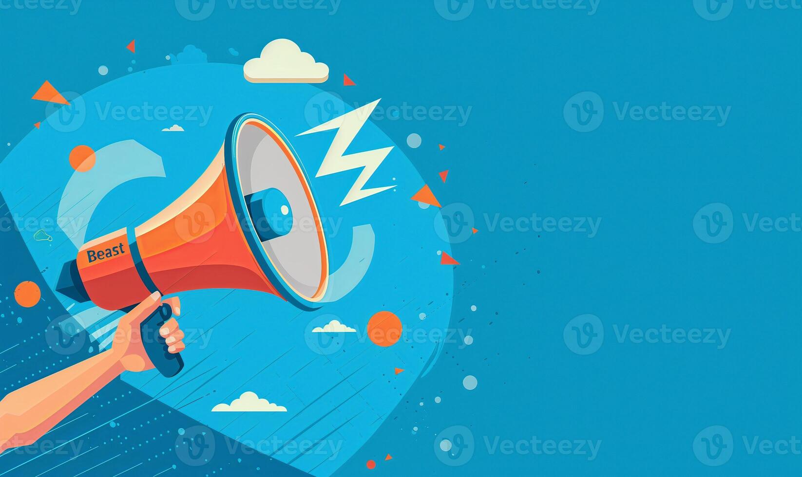 AI generated Business and marketing theme with megaphone loudspeaker for announcements and promotion photo