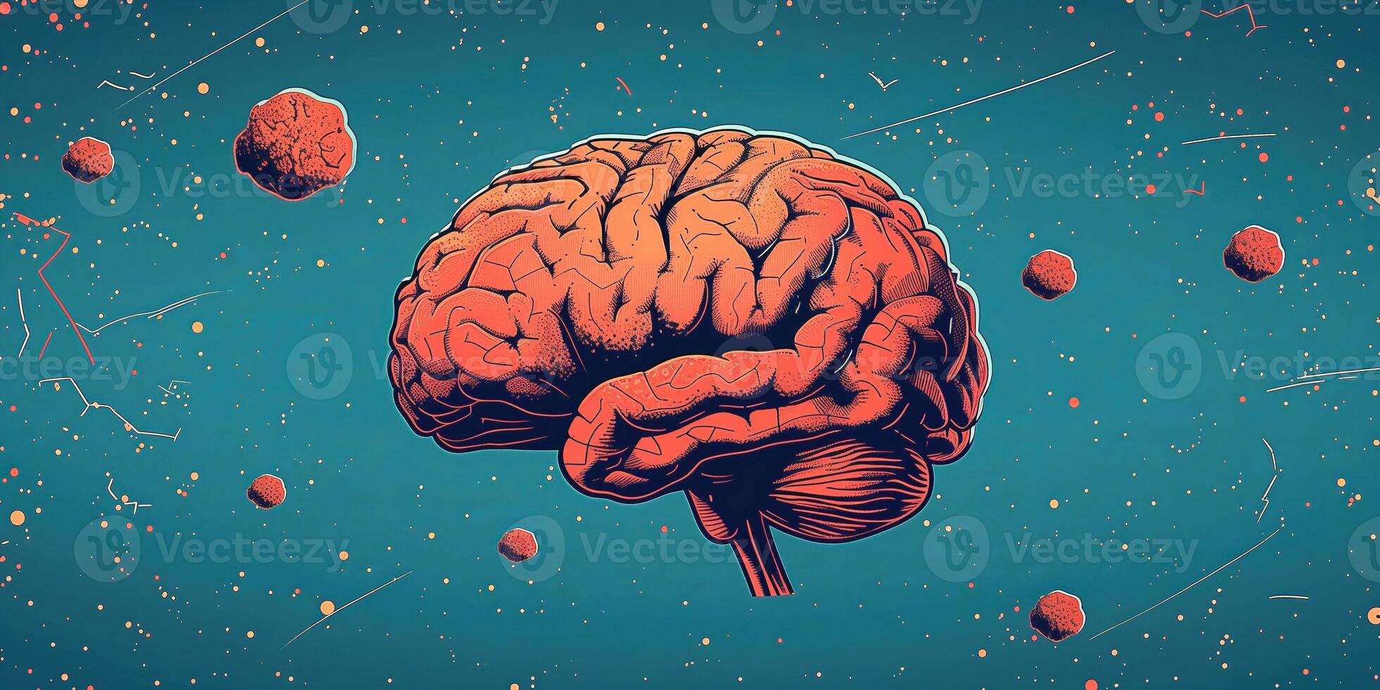 AI generated Illustration of human brain in creative concept for creative mind and intelligence photo