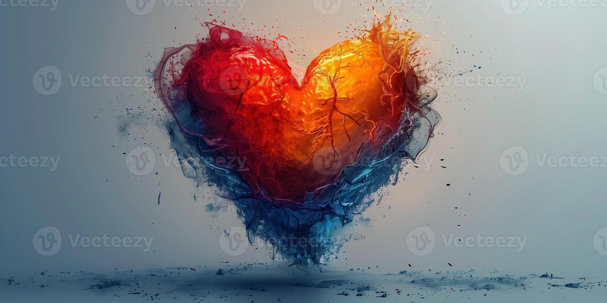 AI generated Art illustration of a heart symbol of love for a modern romantic valentine's day gift photo