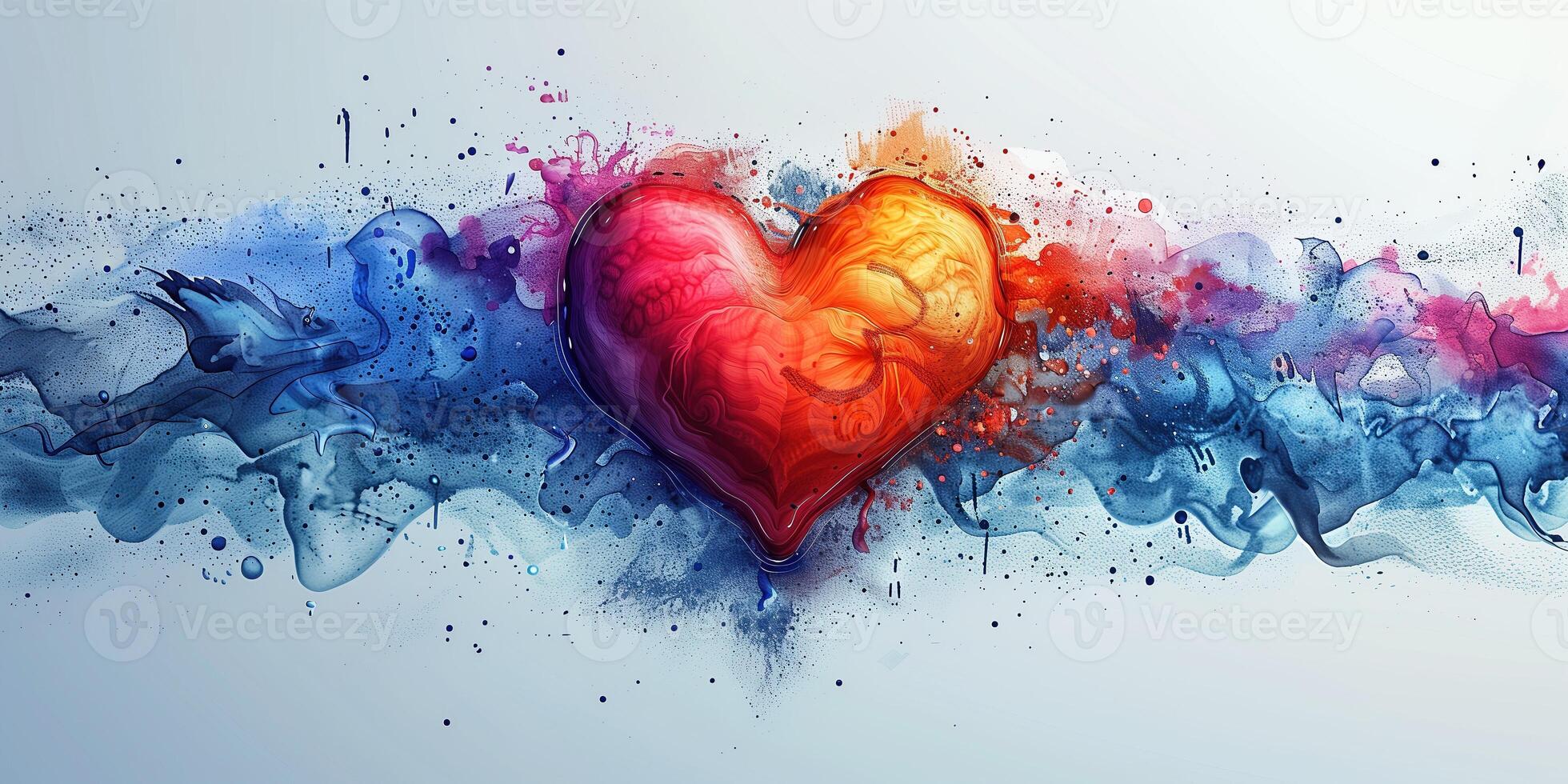 AI generated Art illustration of a heart symbol of love for a modern romantic valentine's day gift photo