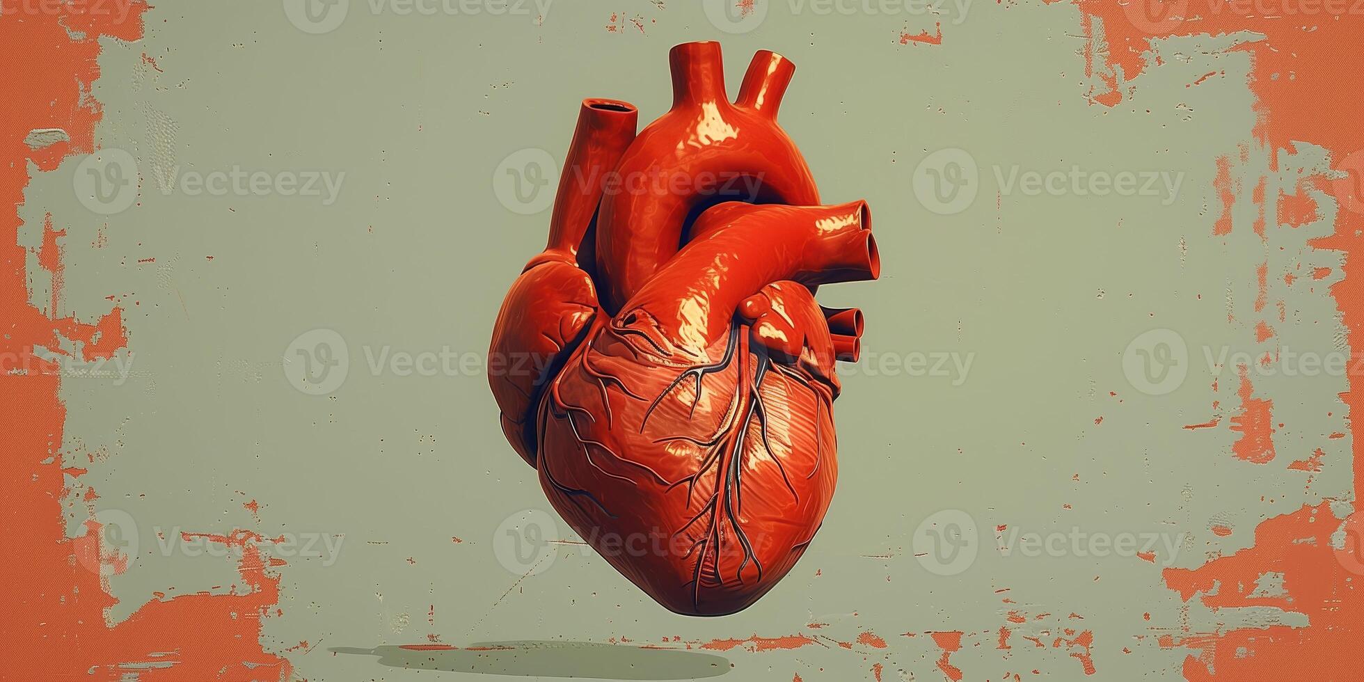 AI generated Illustration of a human heart in art style for medical themes photo