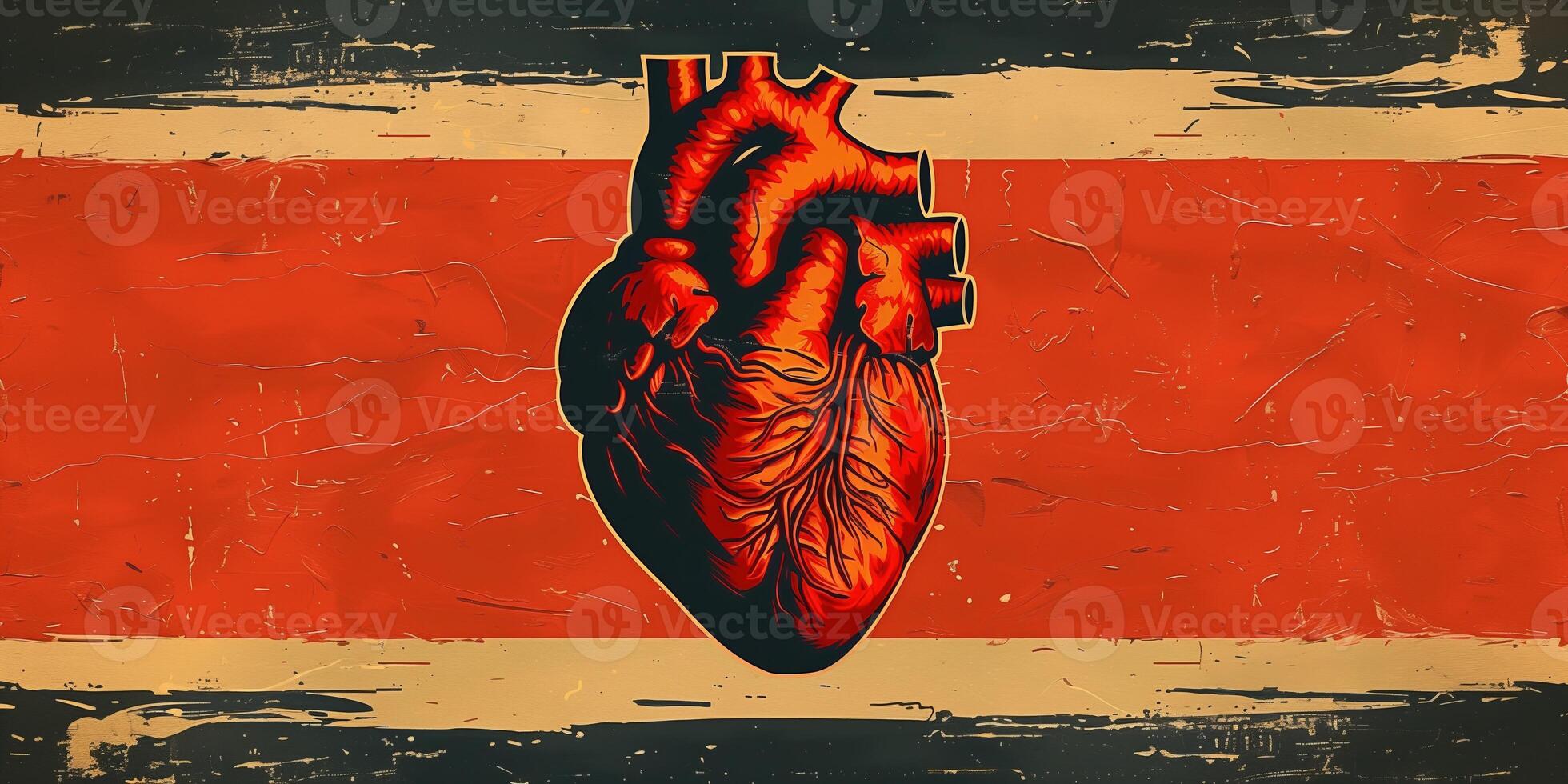 AI generated Illustration of a human heart in art style for medical themes photo