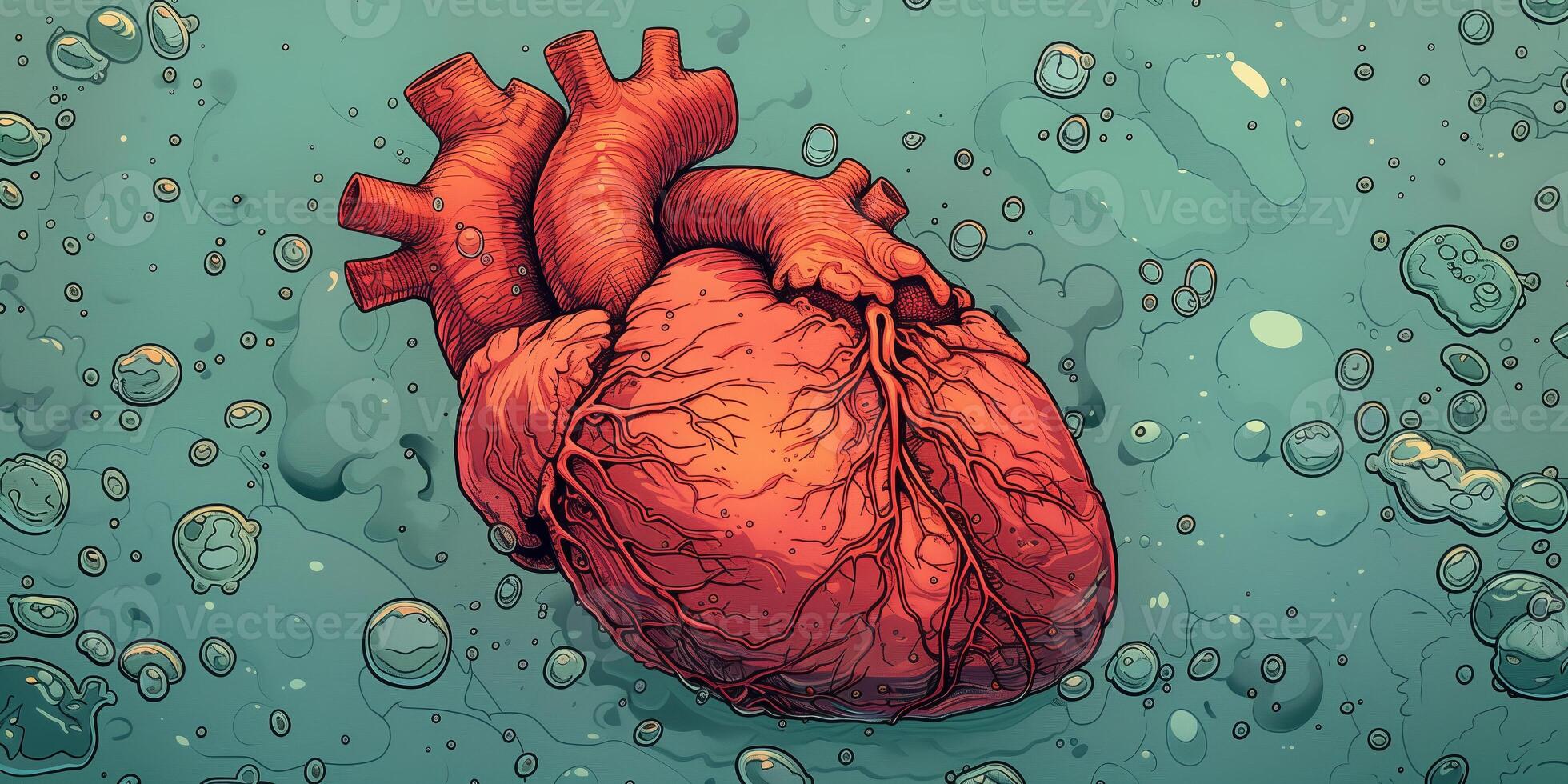 AI generated Illustration of a human heart in art style for medical themes photo