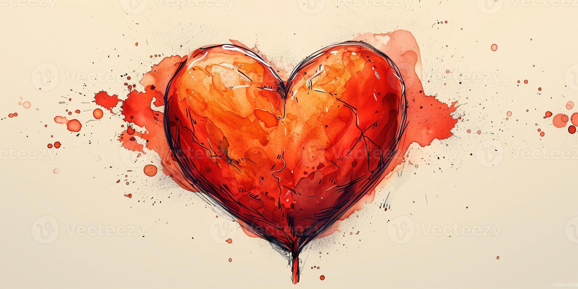 AI generated Art illustration of a heart symbol of love for a modern romantic valentine's day gift photo