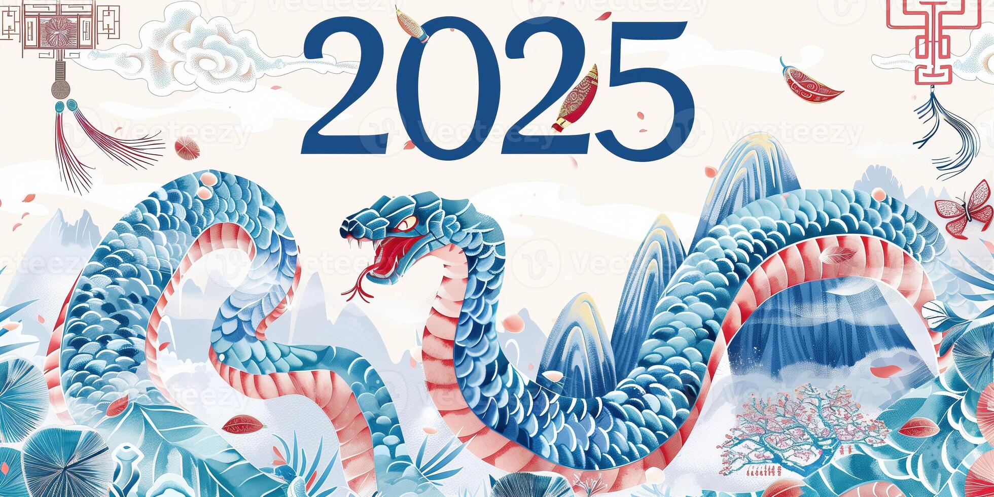 AI generated Illustration for cultural celebration of chinese new year 2025 snake zodiac symbol photo