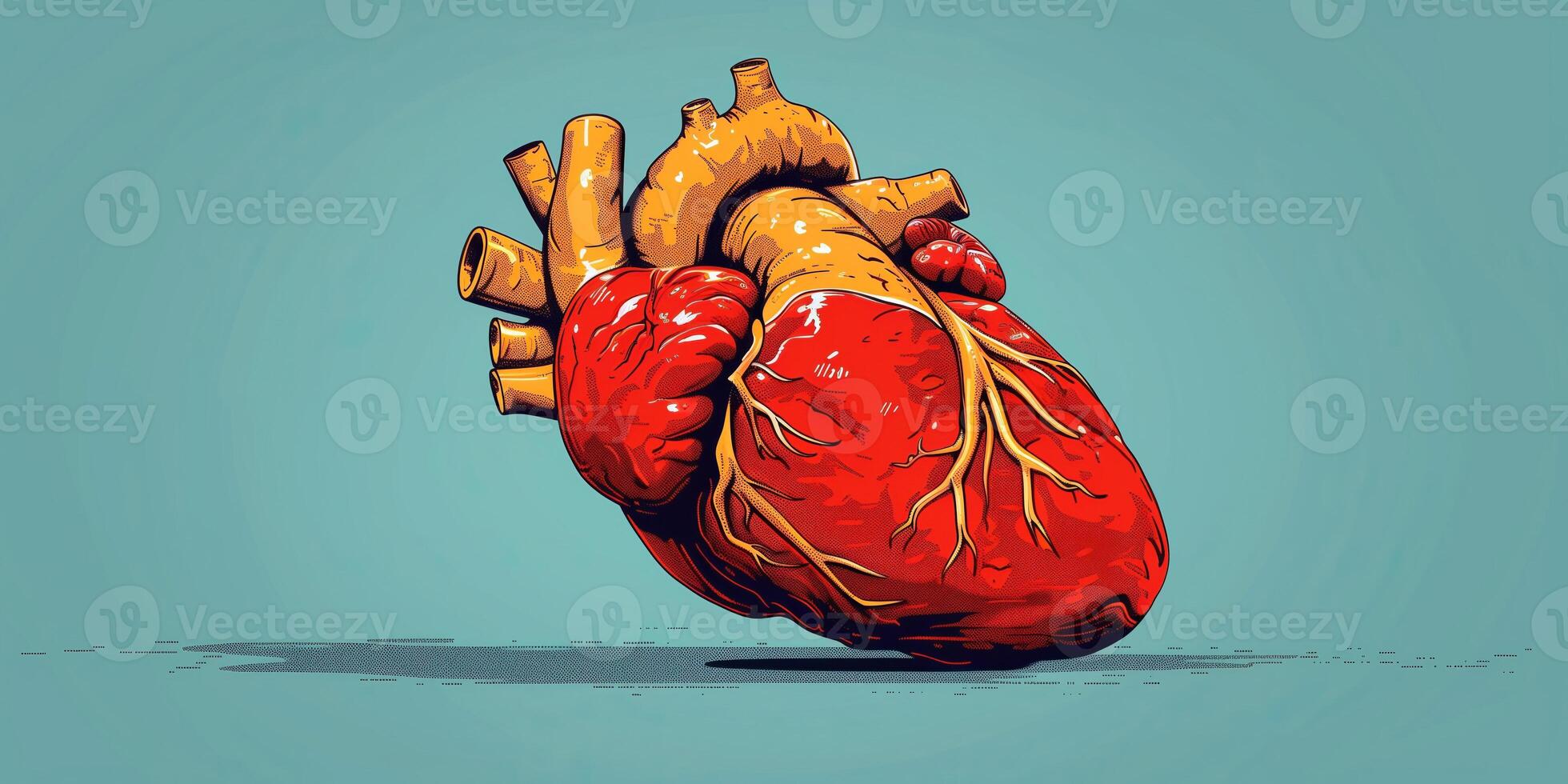 AI generated Illustration of a human heart in art style for medical themes photo