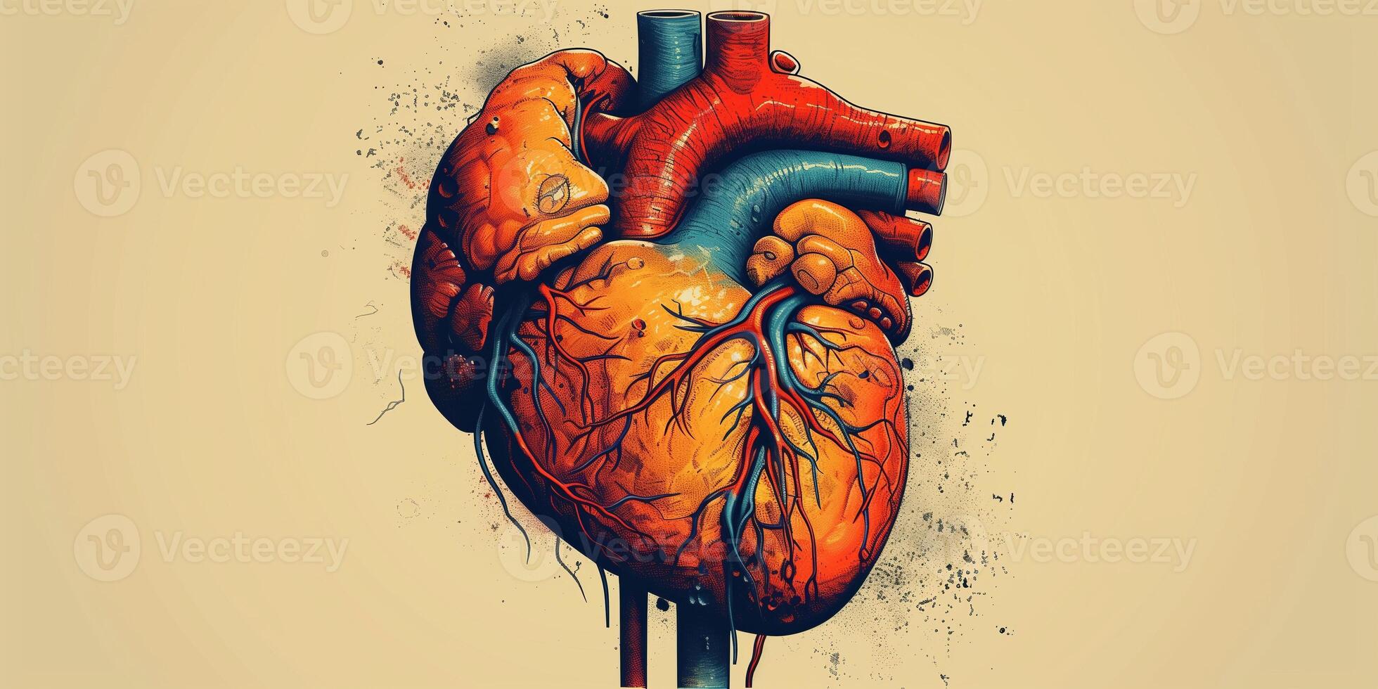 AI generated Illustration of a human heart in art style for medical themes photo