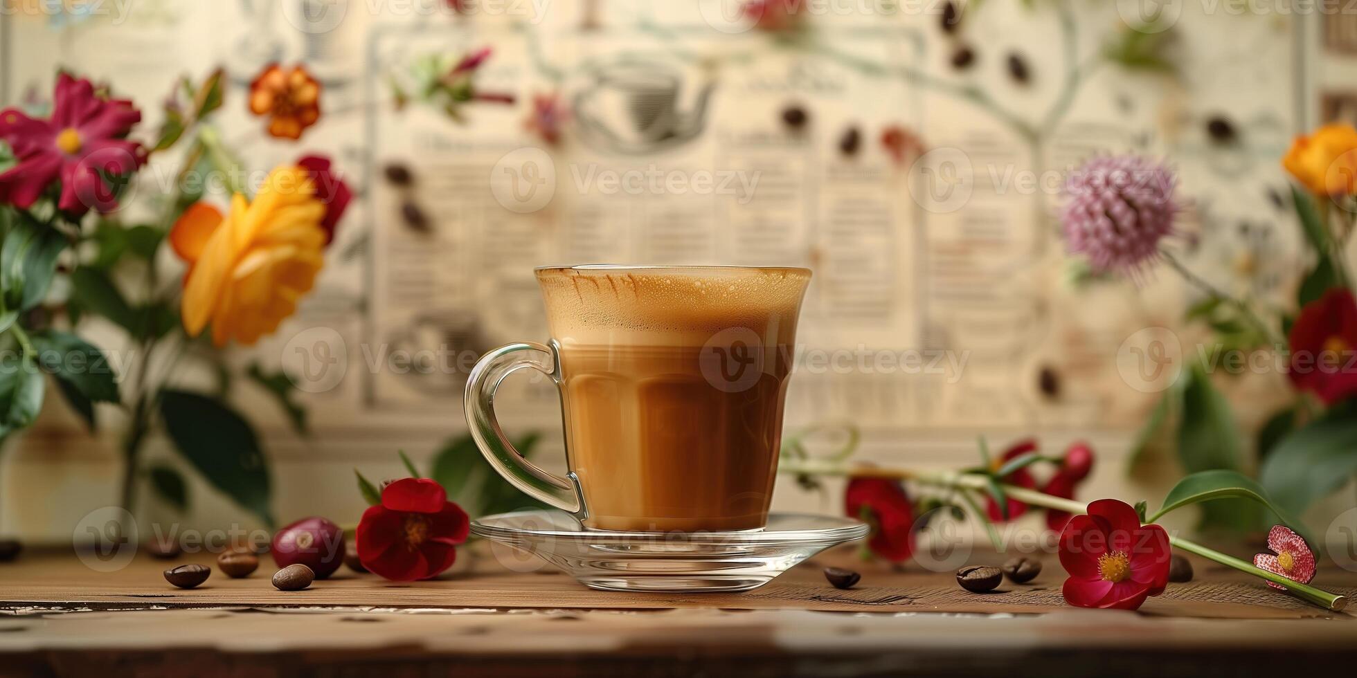 AI generated Background theme with coffee in modern style for cafe or home design photo