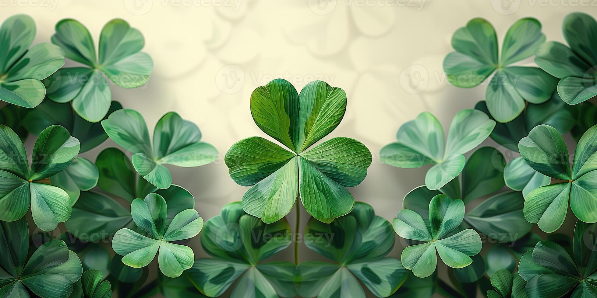 AI generated Clover plant is an Irish symbol of good luck for St. Patrick's Day photo