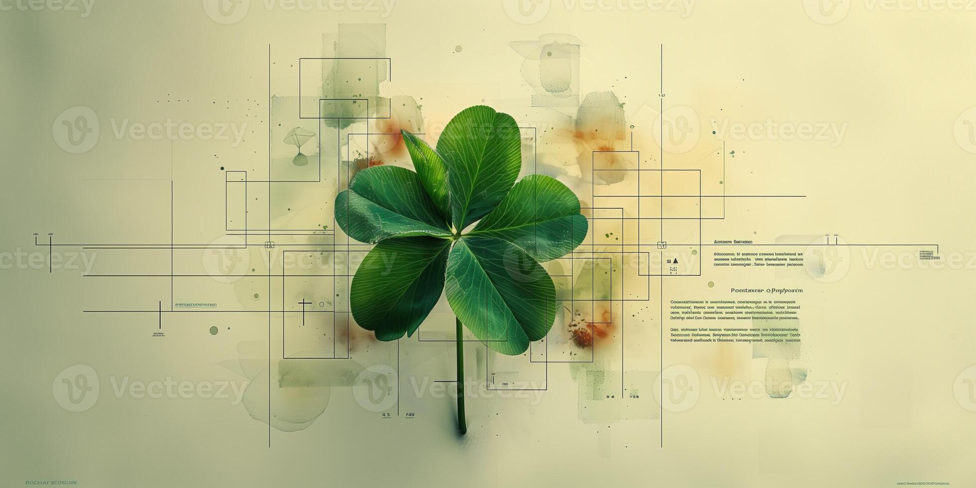 AI generated Clover plant is an Irish symbol of good luck for St. Patrick's Day photo