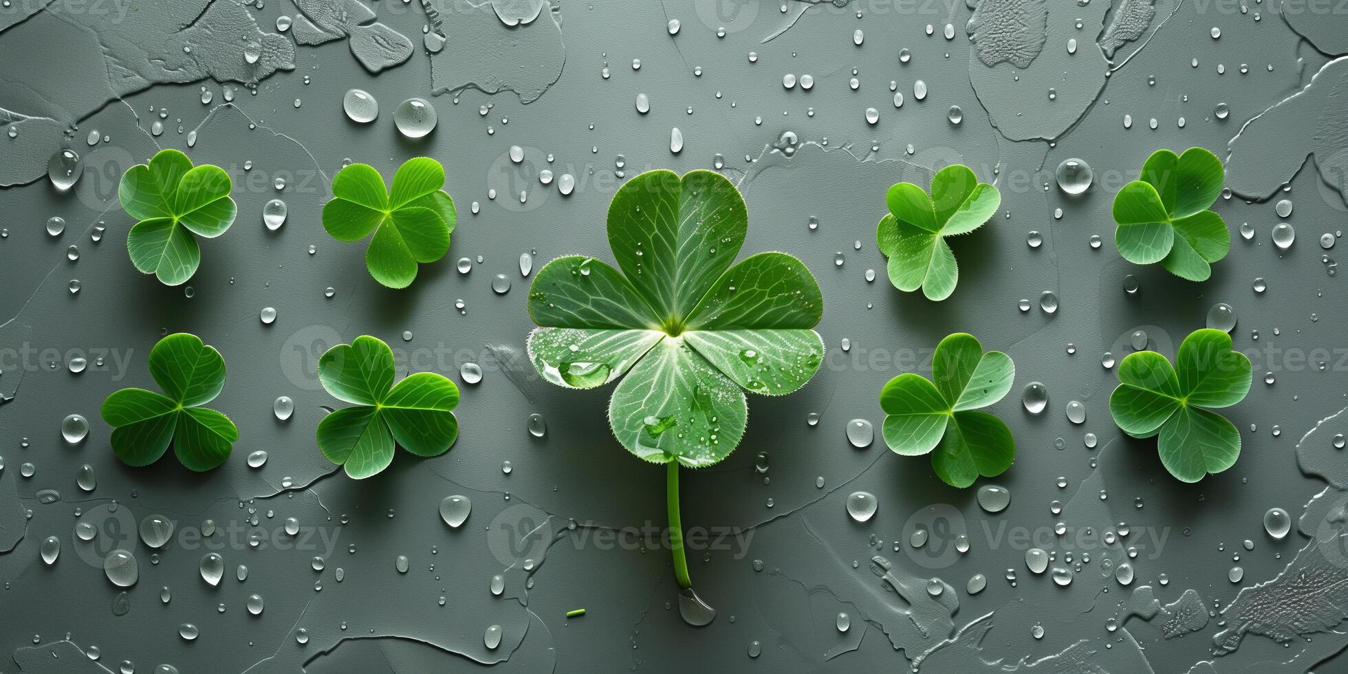 AI generated Clover plant is an Irish symbol of good luck for St. Patrick's Day photo