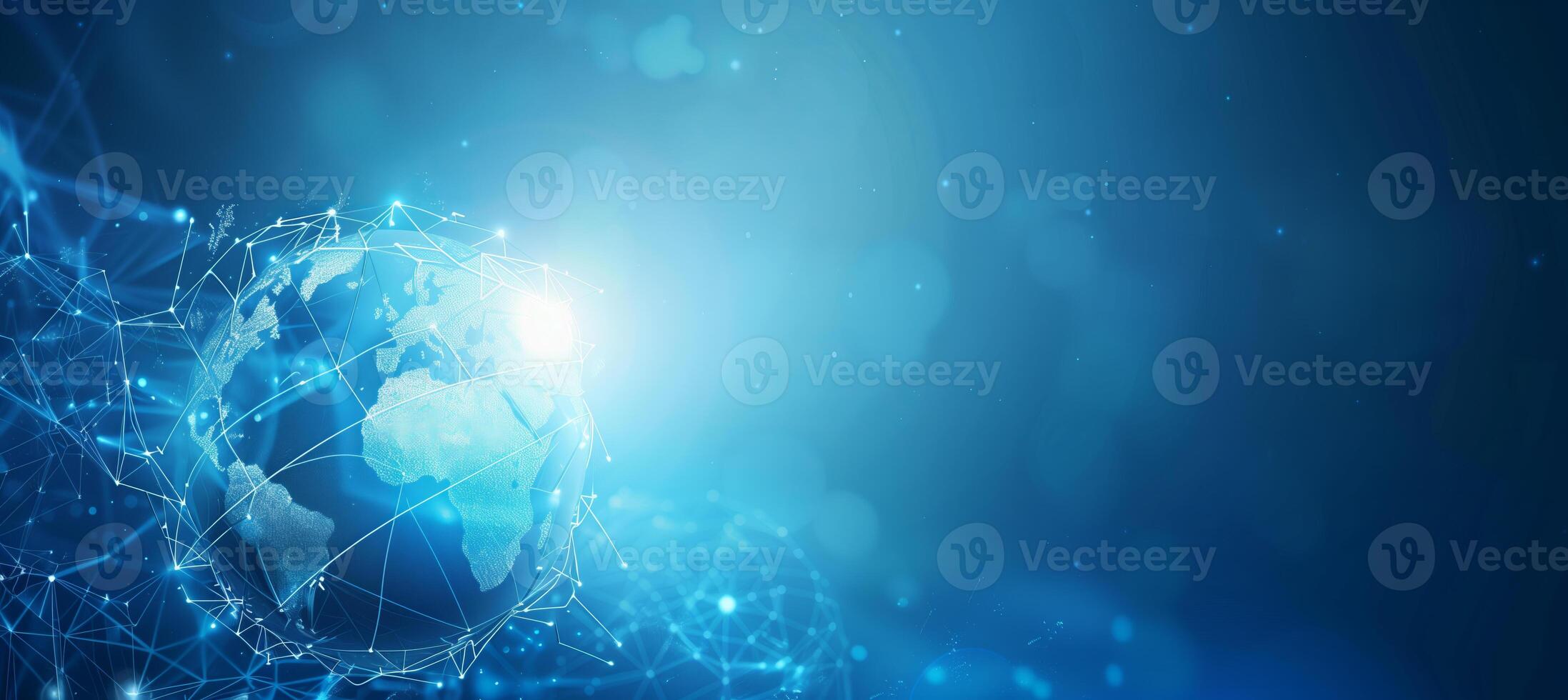 Banner with the theme of technology and communications with global earth for business, internet and 5g networks photo