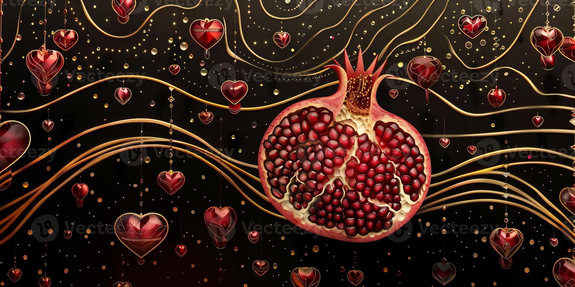 Art execution of pomegranate fruit with abstract background photo