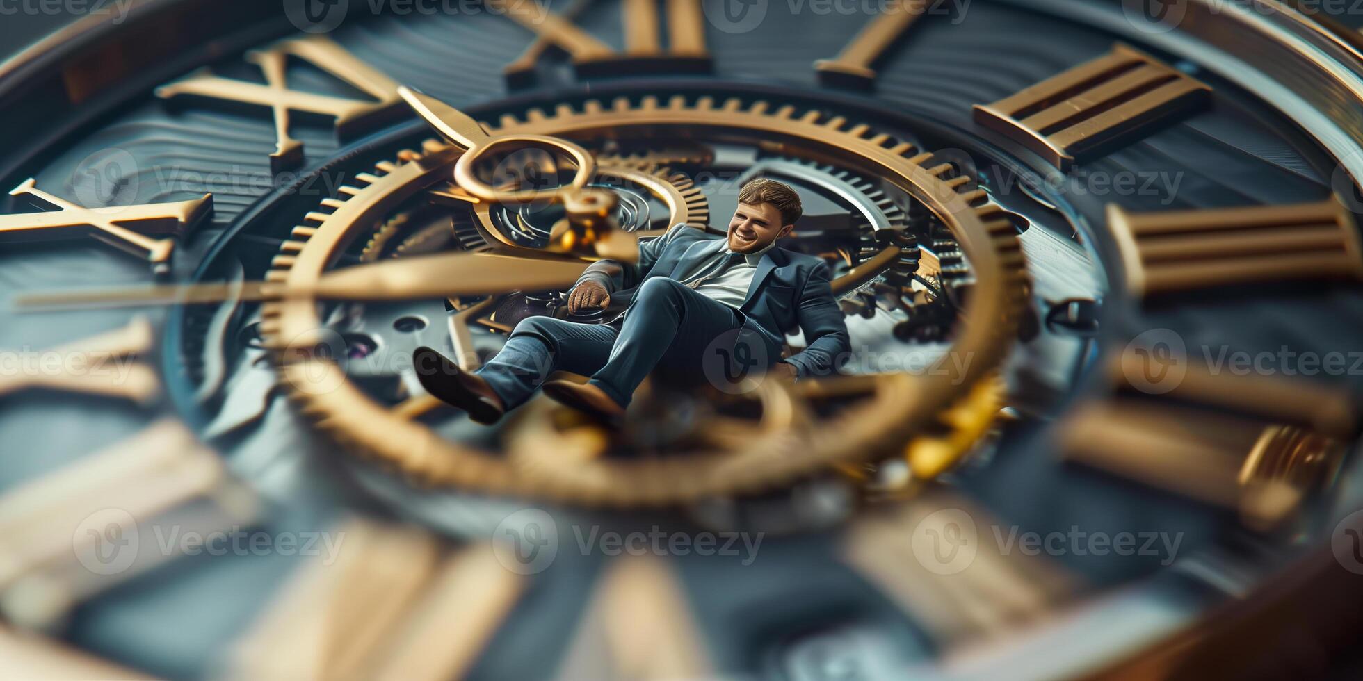 Man with a clock concept for business, marketing and time management of a successful man photo
