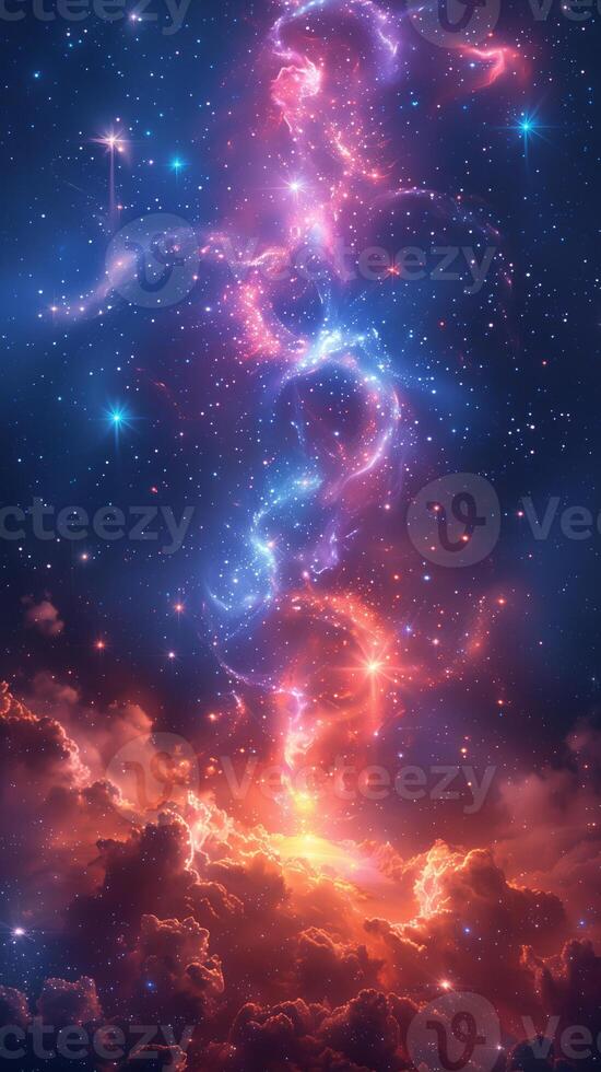 Fabulous sky with clouds of incredible beauty in a fantastic and magical atmosphere photo