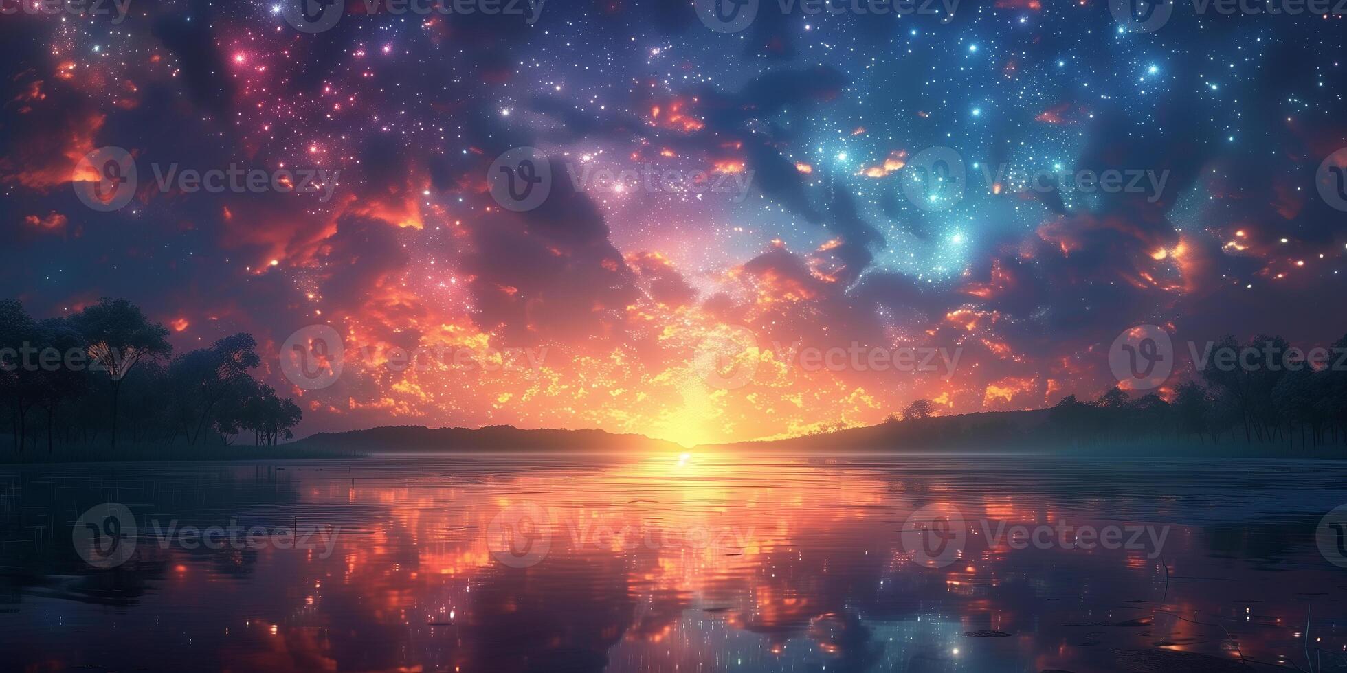 Fabulous sky with clouds of incredible beauty in a fantastic and magical atmosphere photo