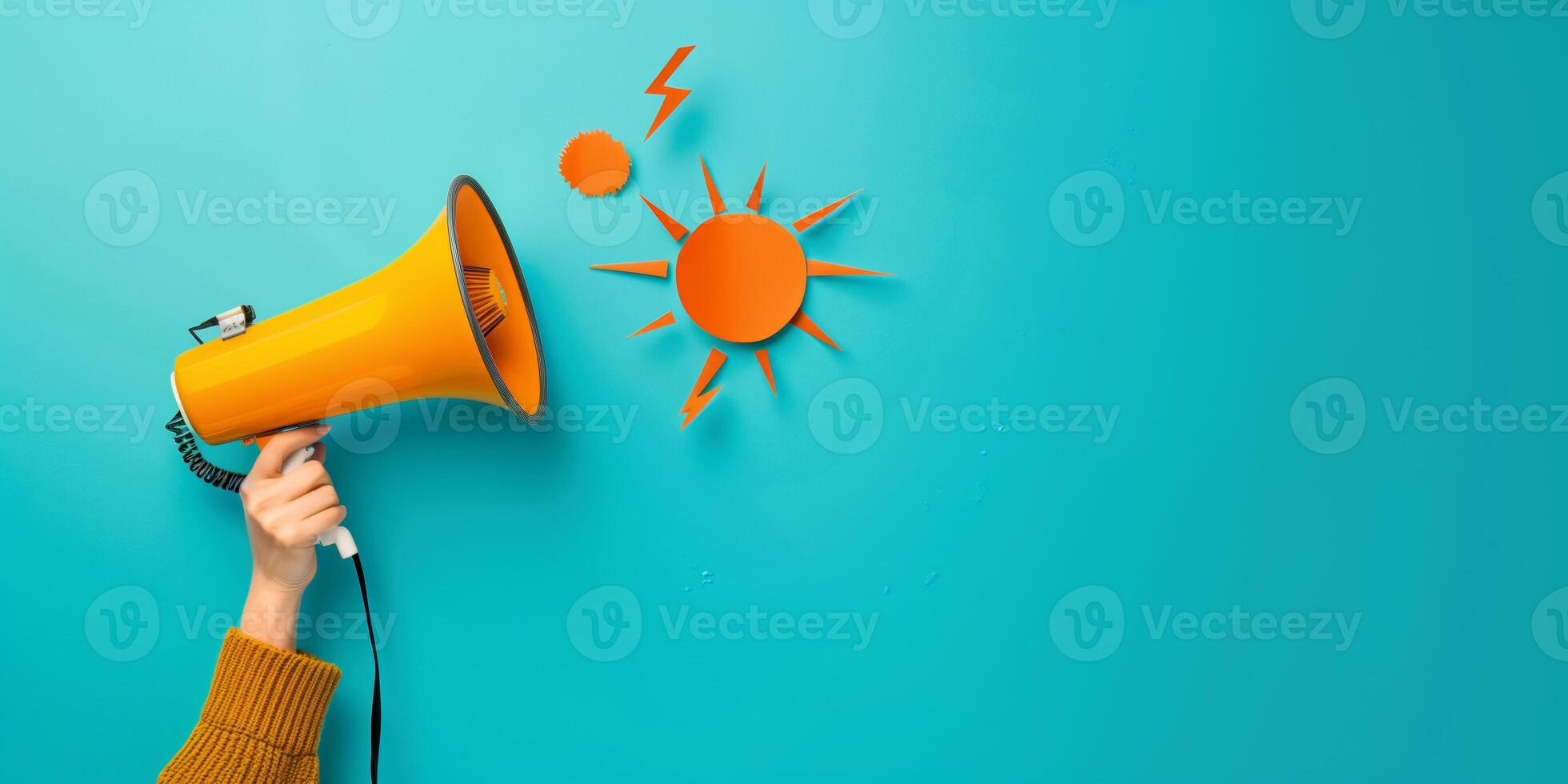 Business and marketing theme with megaphone loudspeaker for announcements and promotion photo