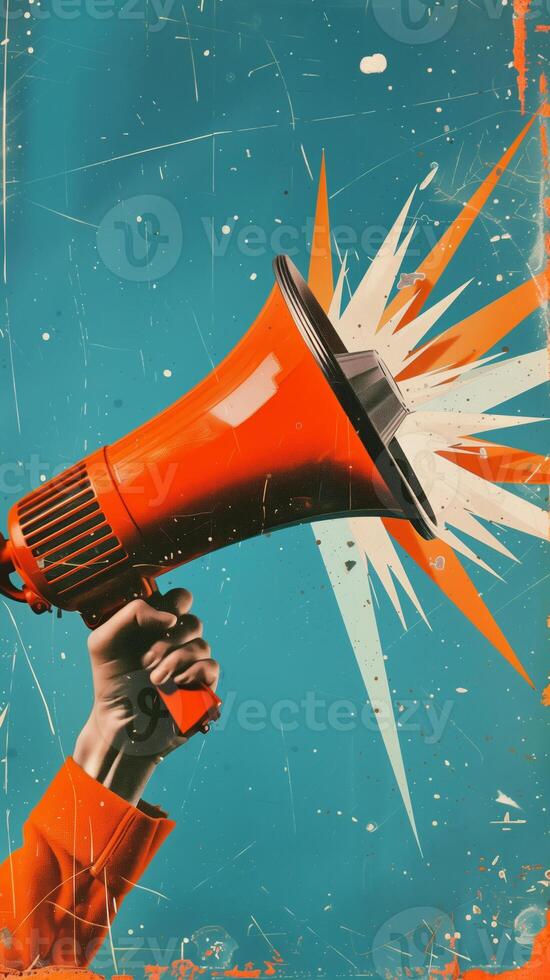 Business and marketing theme with megaphone loudspeaker for announcements and promotion photo