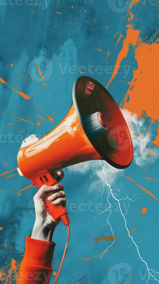 Business and marketing theme with megaphone loudspeaker for announcements and promotion photo