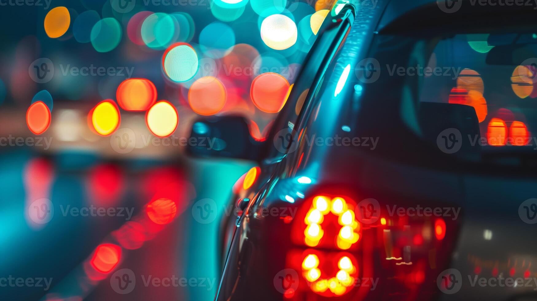 antecedentes salvapantallas de borroso faros de carros en el ciudad foto