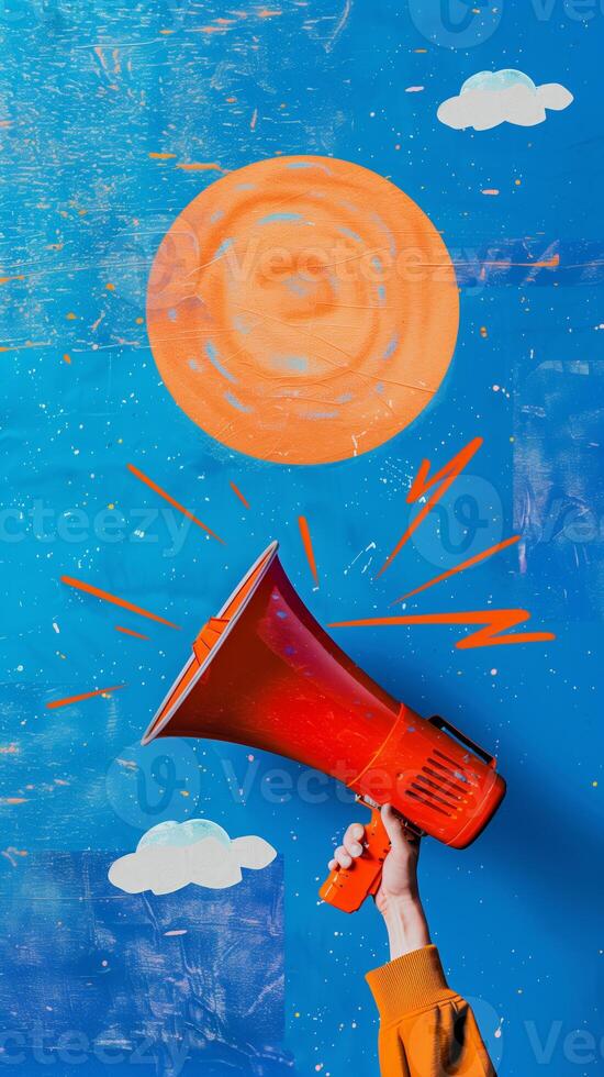 Business and marketing theme with megaphone loudspeaker for announcements and promotion photo