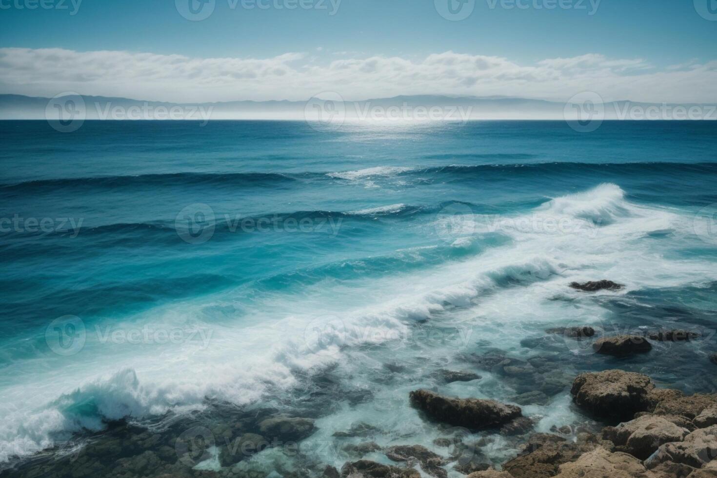 a view of the ocean from above with waves photo