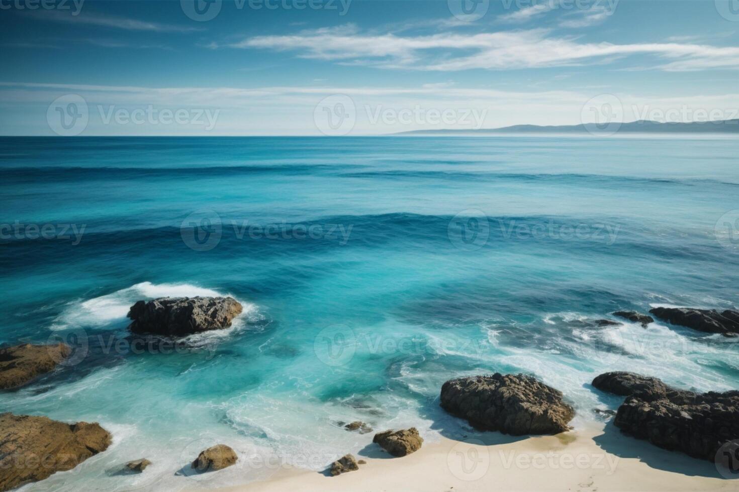 a view of the ocean from above with waves photo