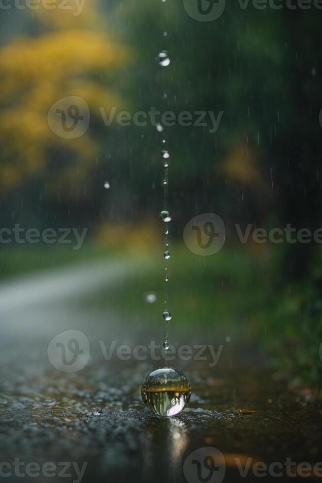 background of rain on blurred bokeh photo