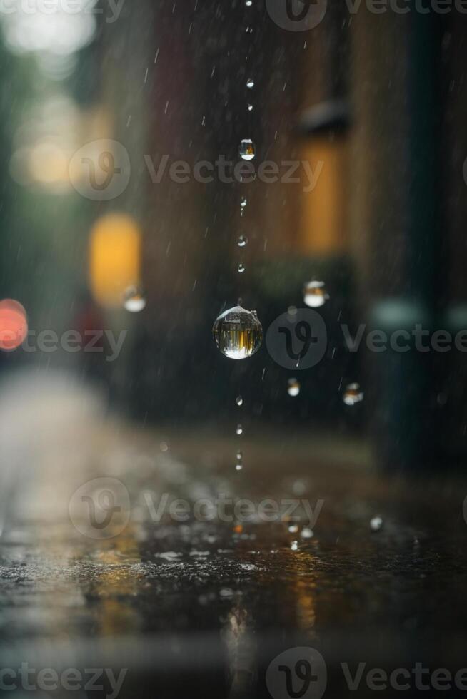 background of rain on blurred bokeh photo