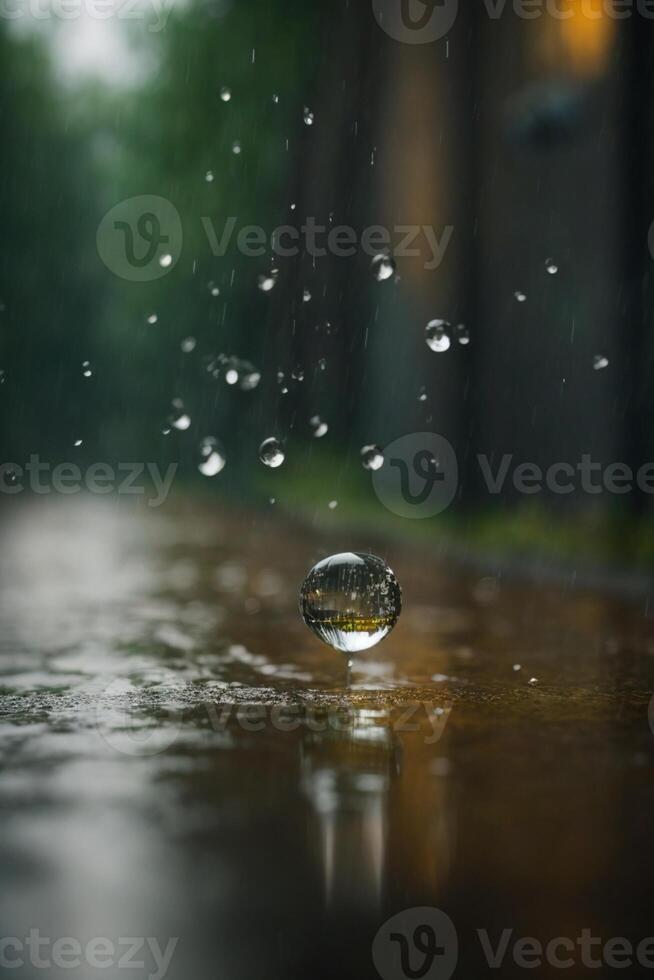 background of rain on blurred bokeh photo