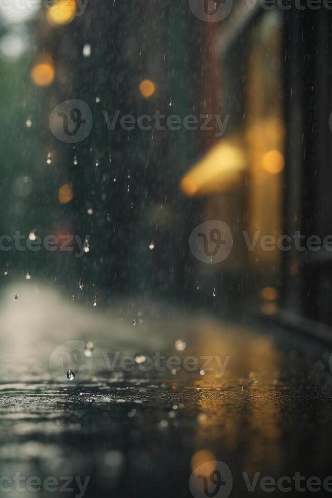 background of rain on blurred bokeh photo